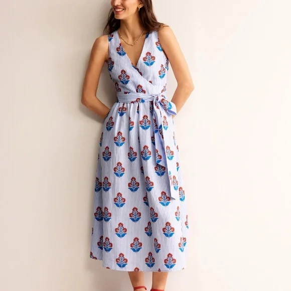 knee length dresses for ladies Rosa Halter Linen Midi Dress-Burnt Orange main image 1